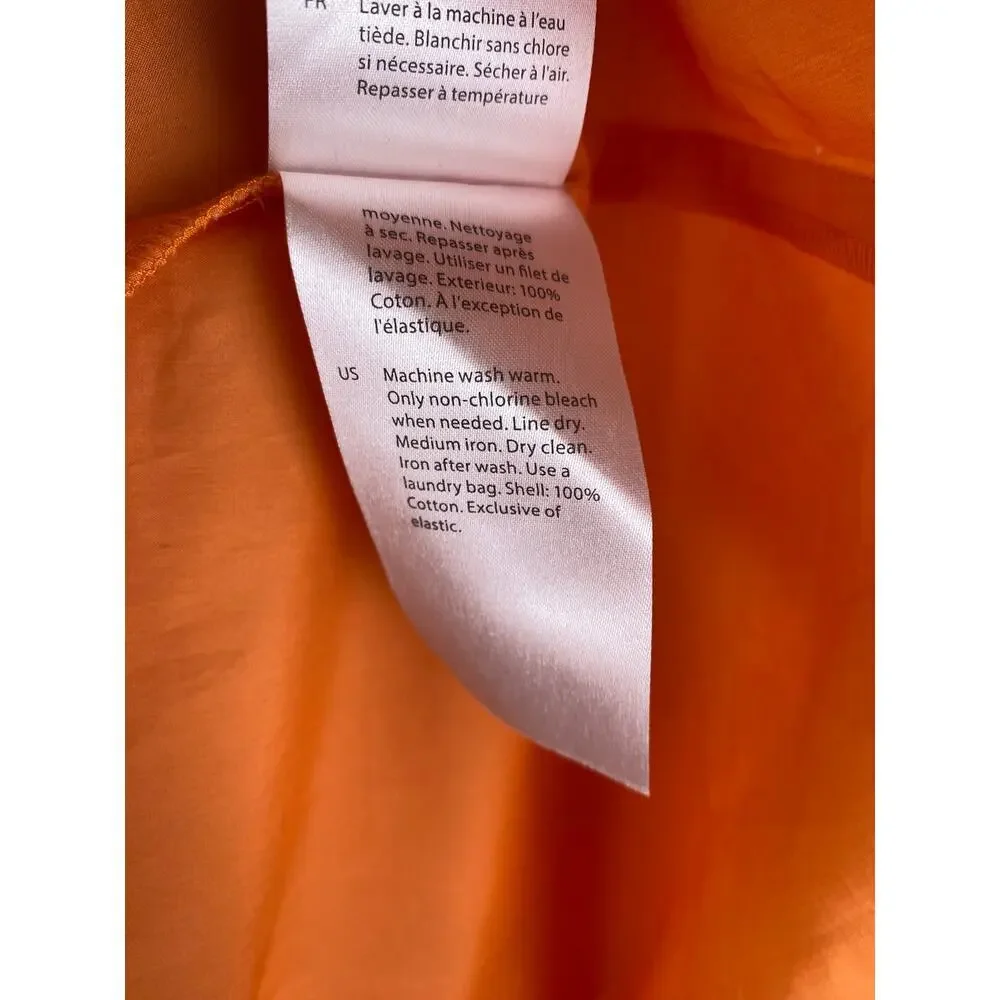 NWT COS Orange Cotton Maxi Dress Smocked Waist Tie Strap XS - Picture 12 of 15